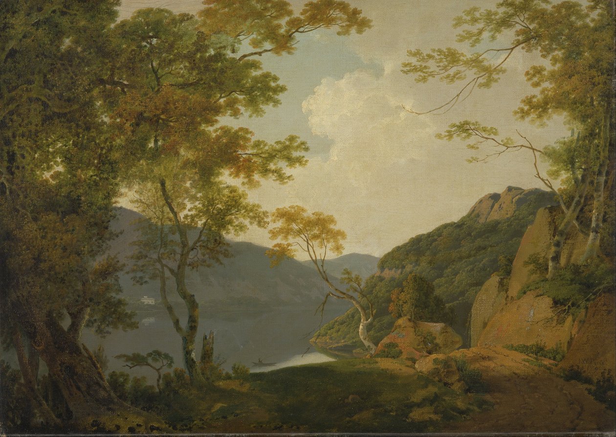 Cena do lago de Joseph Wright of Derby