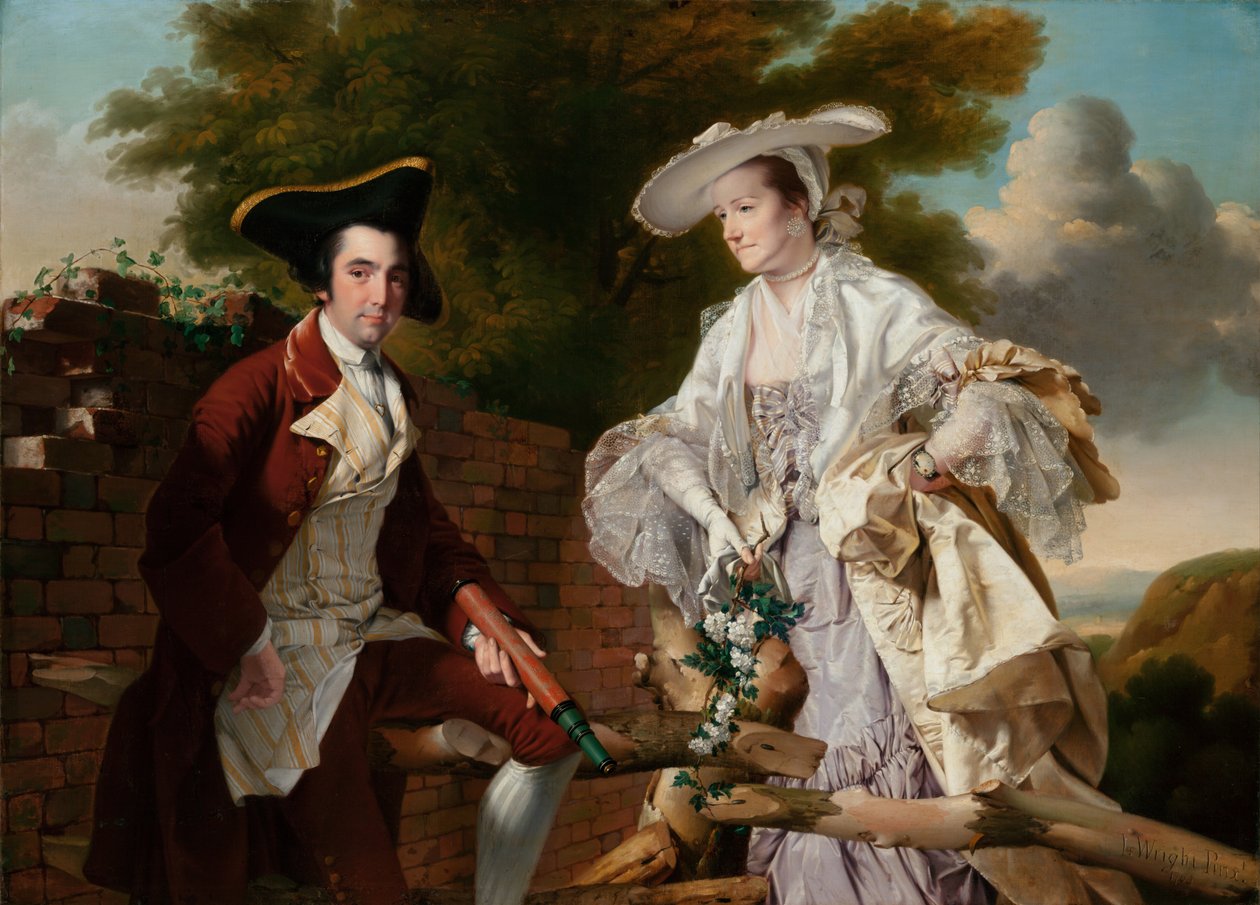 Retrato de Peter Perez Burdett e sua primeira esposa Hannah, 1765 de Joseph Wright of Derby
