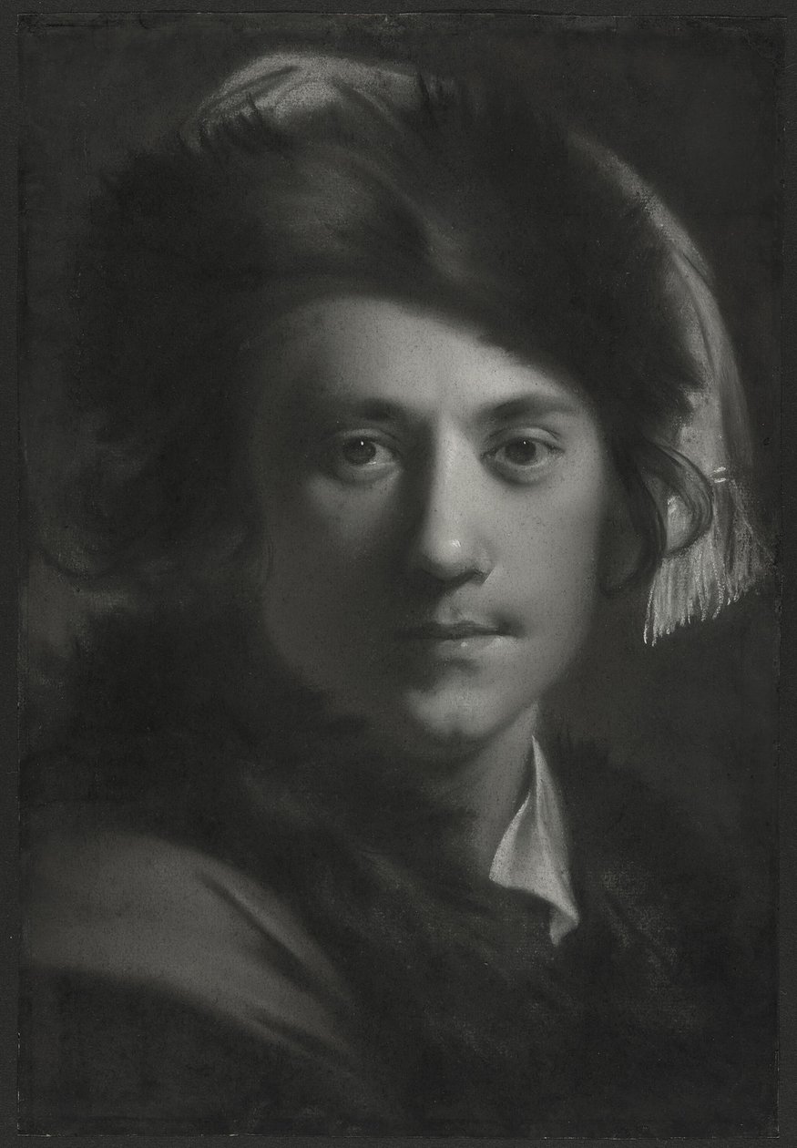 Autorretrato com gorro de pele de Joseph Wright of Derby