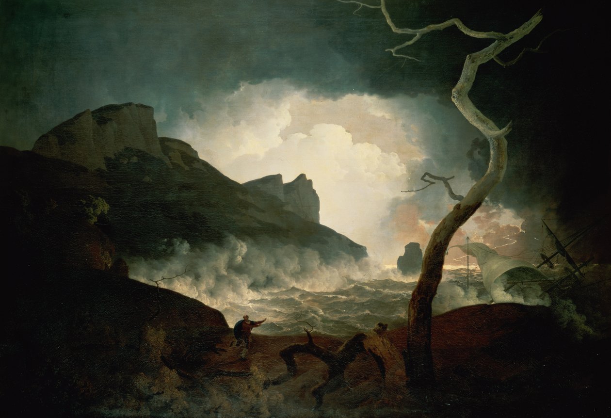 A Tempestade, Antígono, perseguida pelo Urso de "O Conto do Inverno", Ato III, Cena 3, 1790 de Joseph Wright of Derby