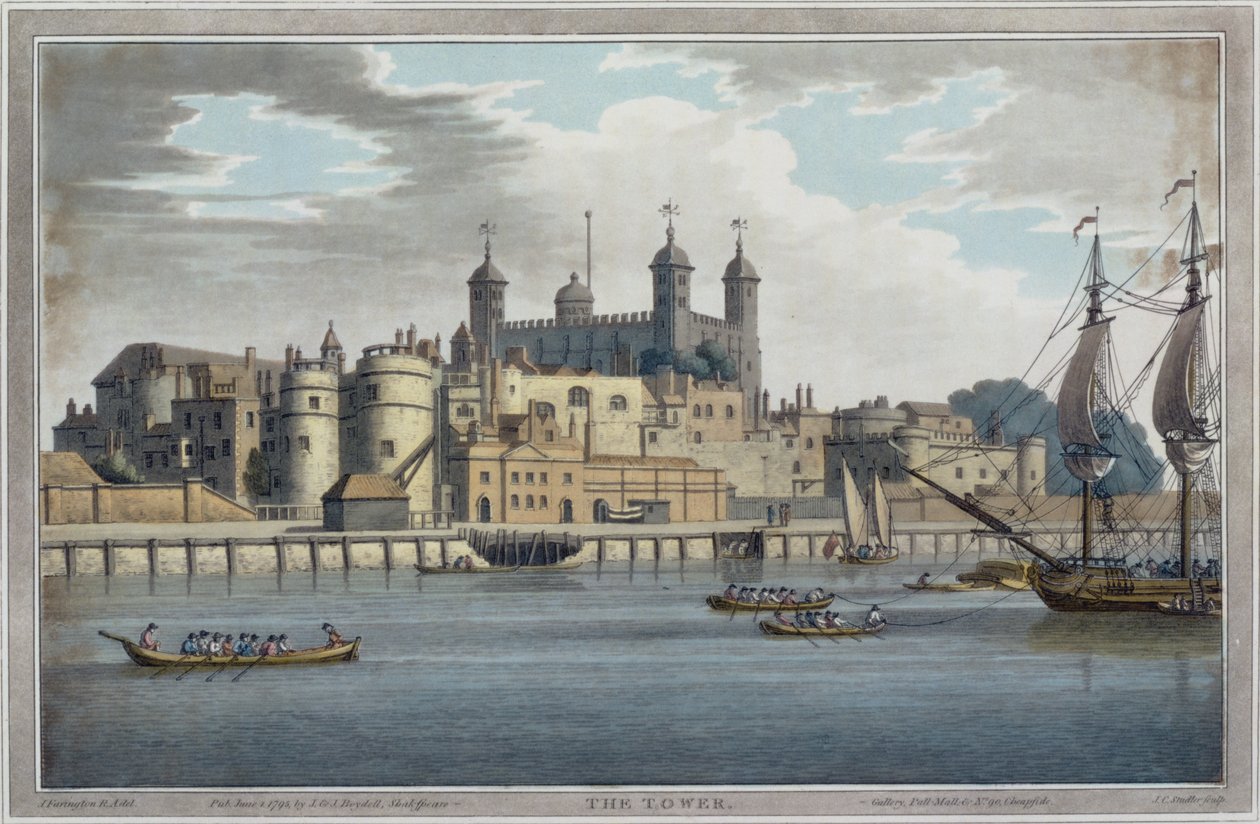 A Torre de Londres, gravada por JC Stadler (fl.1780-1812), publicada em 1795 de Joseph after Farington