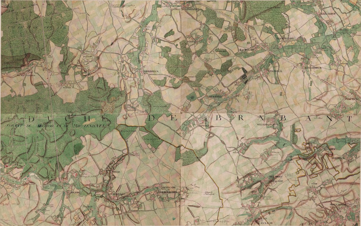 Mapa de Hougaerde - Hoegaarden de Joseph de Ferraris