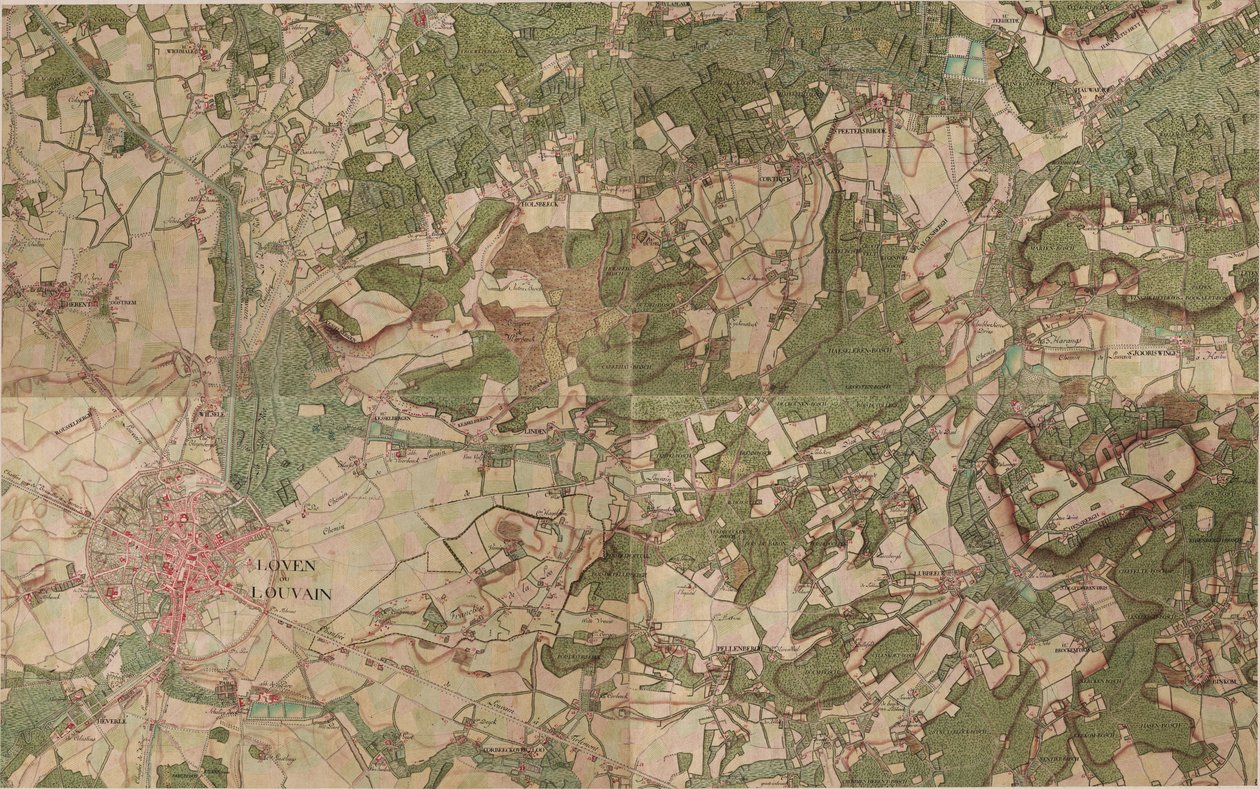 Mapa de Loven ou Louvain - Leuven de Joseph de Ferraris