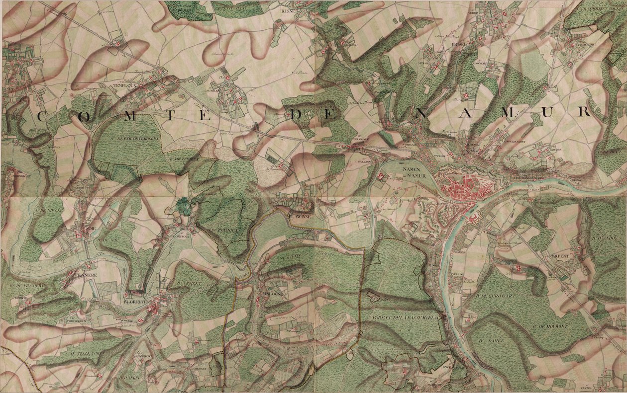 Mapa de Namur de Joseph de Ferraris