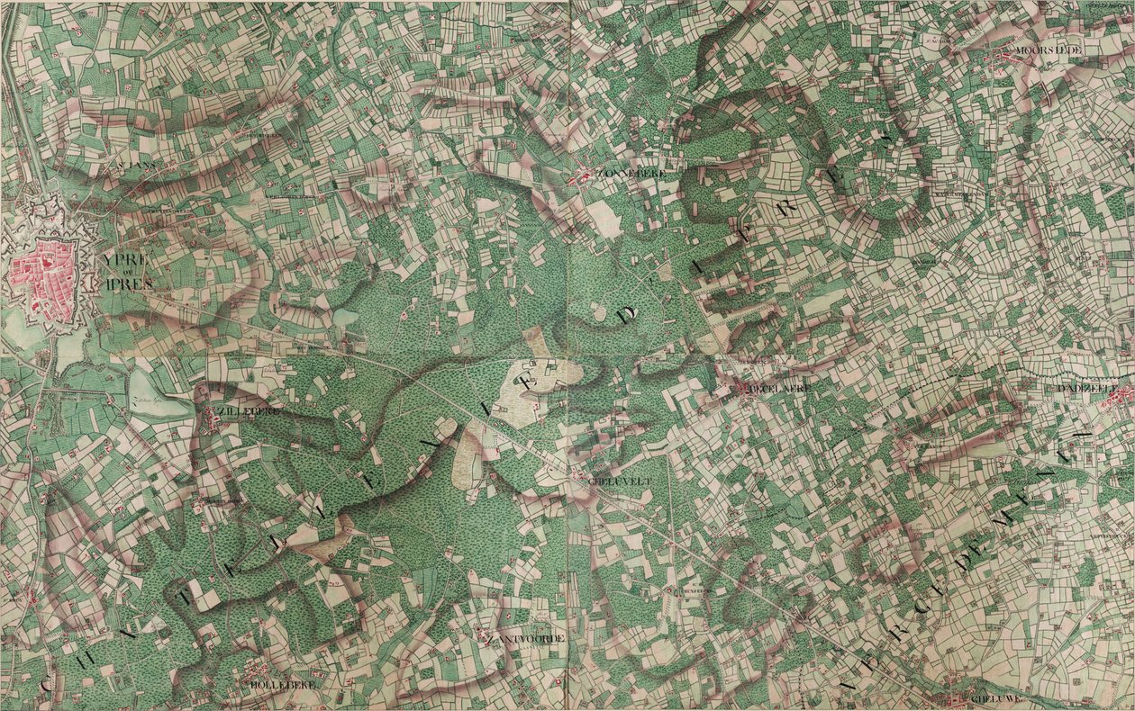 Mapa de Ypre ou Ipres - Ieper de Joseph de Ferraris