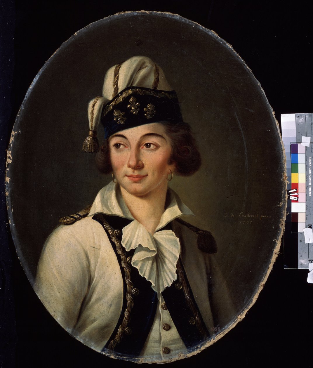 ""Portrait de dame deguisee"" (Retrato de uma senhora em trajes extravagantes) Peinture de Joseph de Landerset (1753-1824) 1797 Museu de Arte Mikhail Kroshitsky, Sebastopol (Sebastopol) Ucrânia de Joseph de Landerset