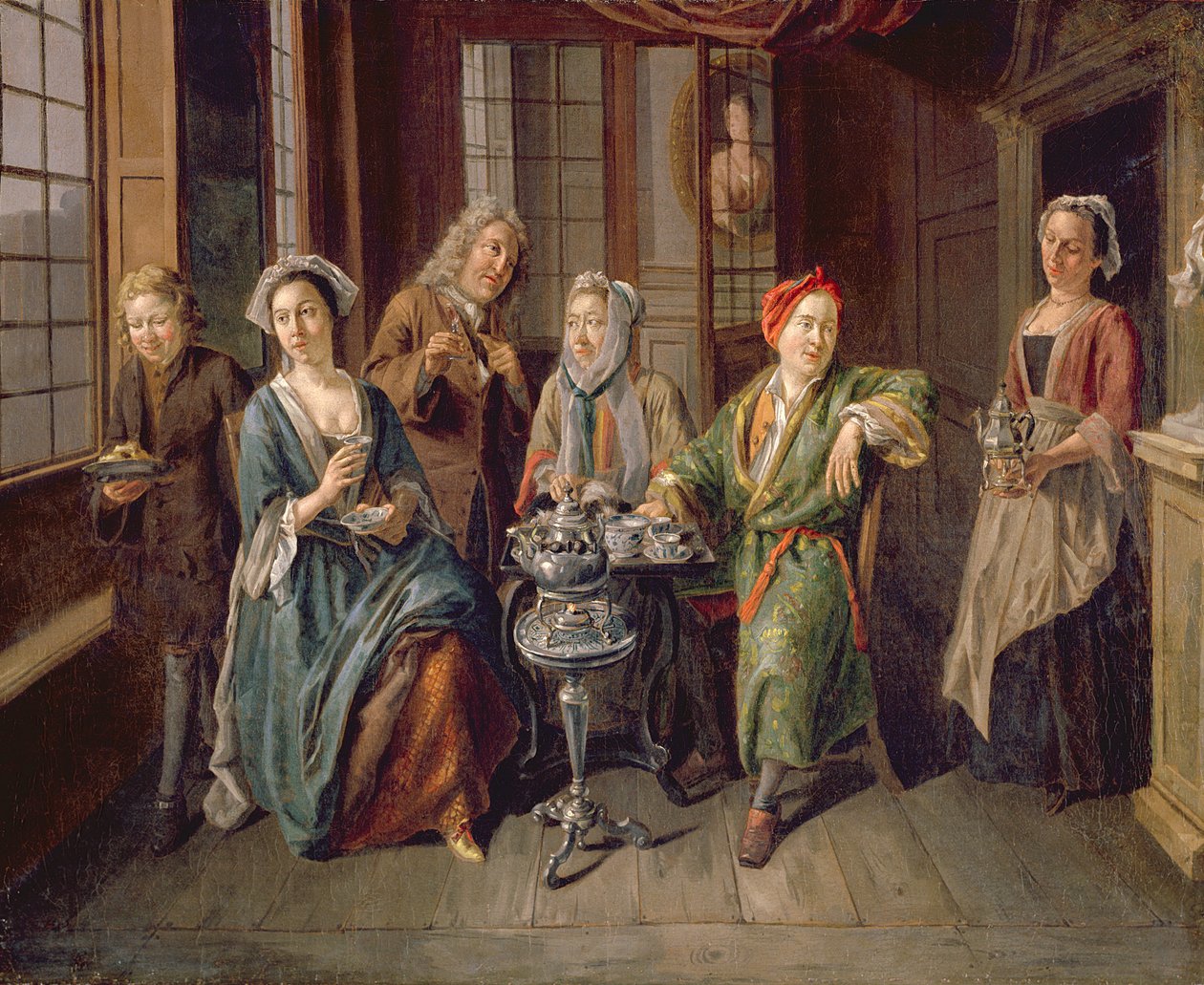 Uma festa de chá, c.1720 (óleo sobre tela) de Joseph van Aken