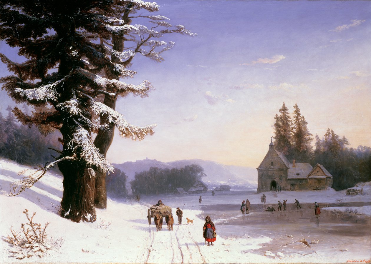 Cena de neve no sul da França, 1868 de Josephine Bowes