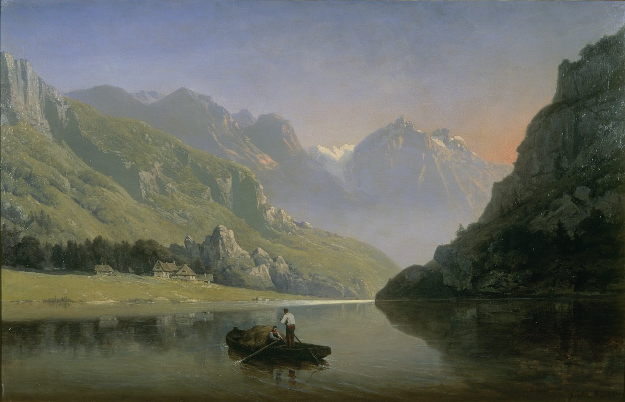 Souvenir de Savoy; Nascer do sol nas montanhas de Josephine Bowes