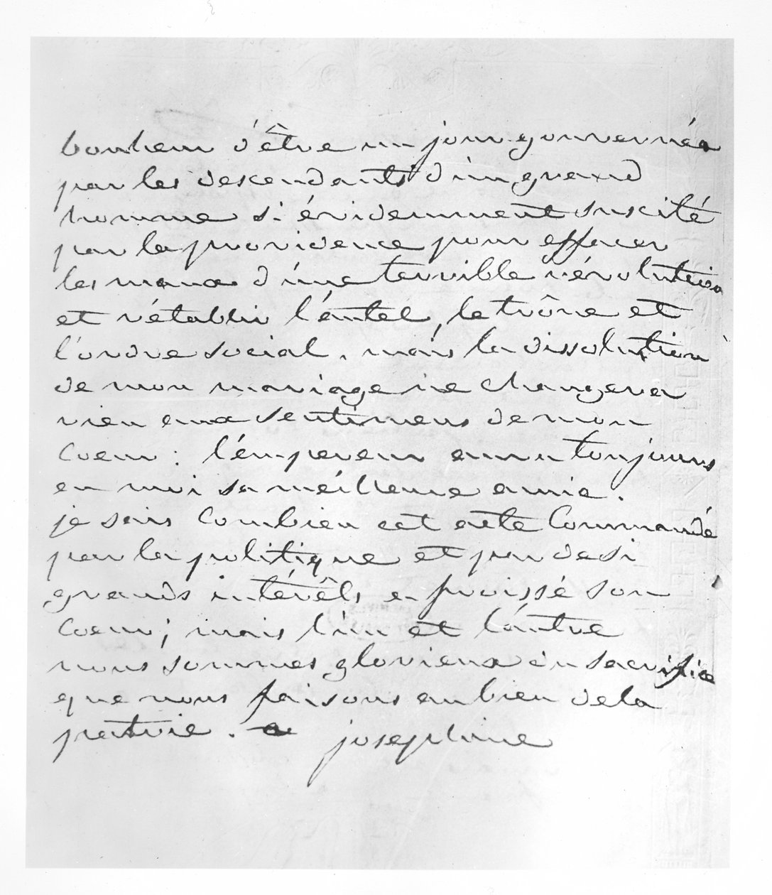 Carta da imperatriz Josefina dando seu consentimento para a anulação de seu casamento com Napoleão, 1809 de Josephine de Beauharnais