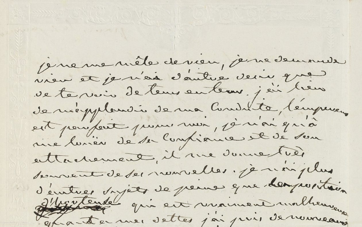 Carta autografada para Eugene de Beauharnais, Paris, 2 de janeiro de 1809 (caneta e tinta sobre papel) de Josephine de Beauharnais