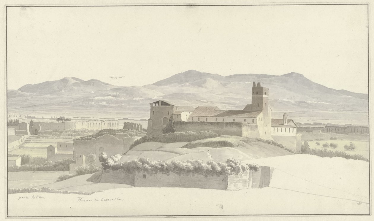 Os Banhos de Caracalla em Roma, com Frascati na Distância
De Thermen van Caracalla, Roma, met de Porta Latina en in de verte Frascati de Josephus Augustus Knip