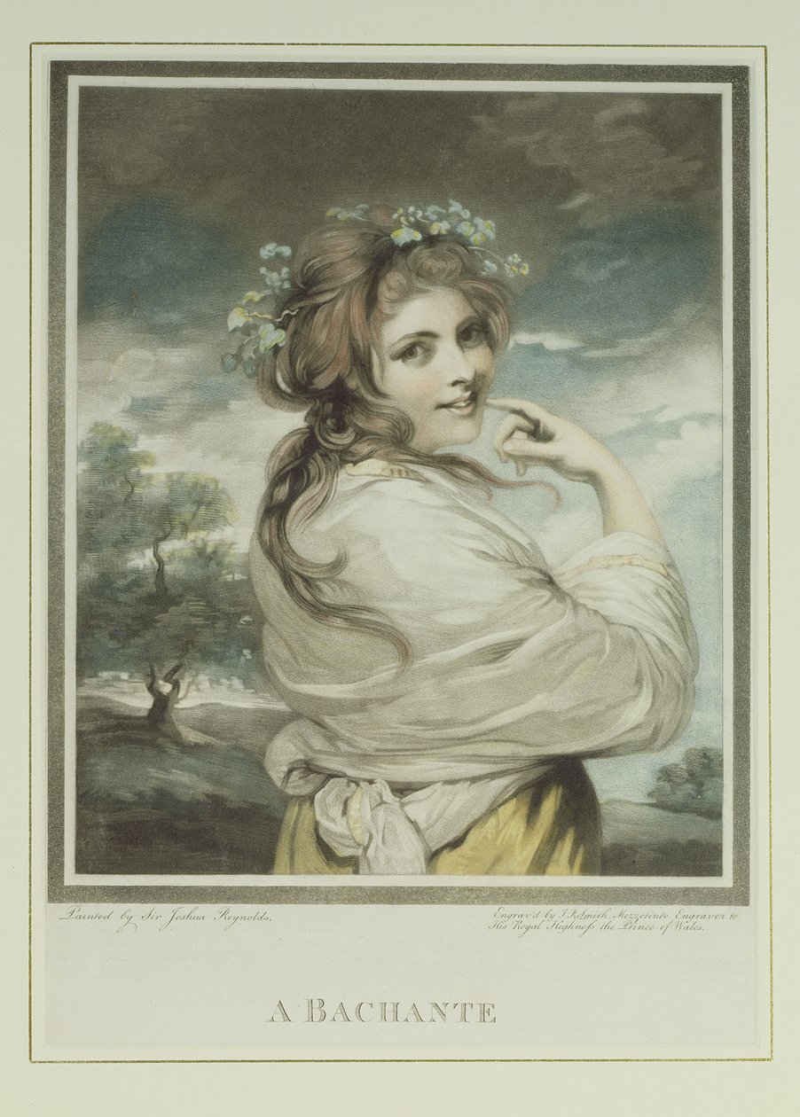 Um Bachante, gravado e pub. por John Raphael Smith (1752-1812), 1784 (gravura em mezzotint) de Joshua Reynolds