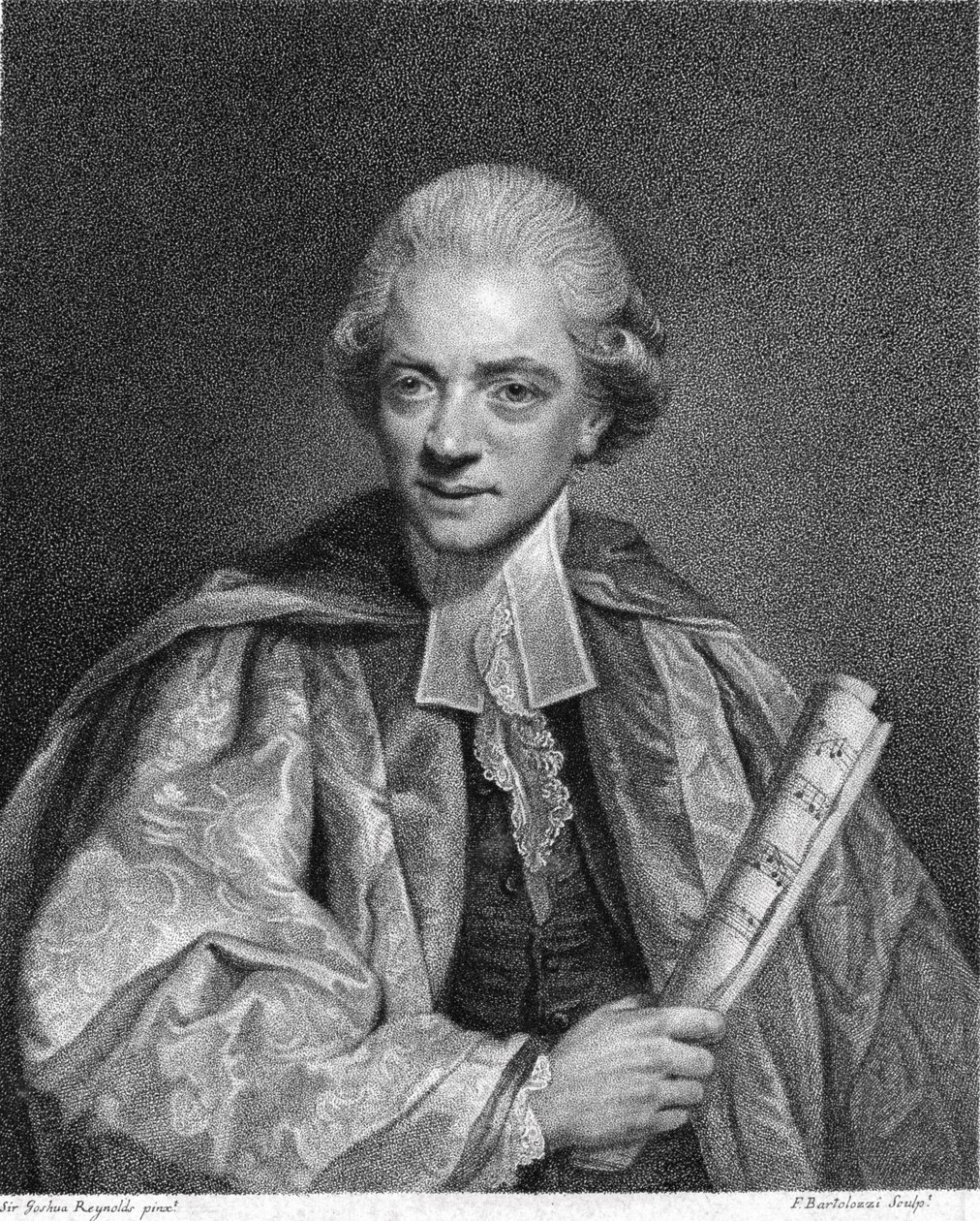 Charles Burney (1726-1814) gravado por Francesco Bartolozzi (1727-1815) publicado em 1784 de Joshua Reynolds