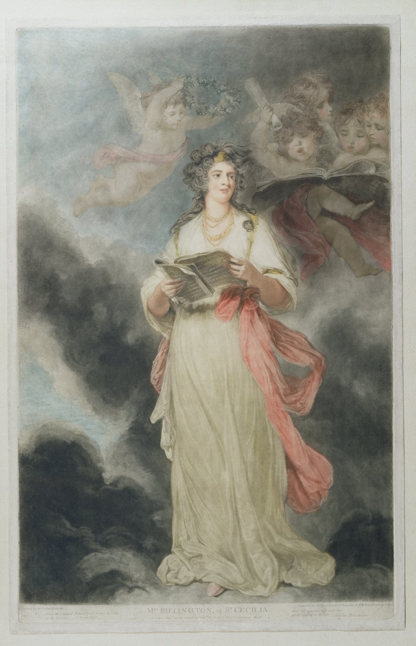 Elizabeth Billington (1768-1818) como Santa Cecília, gravada por James Ward (1769-1859), 1803 de Joshua Reynolds