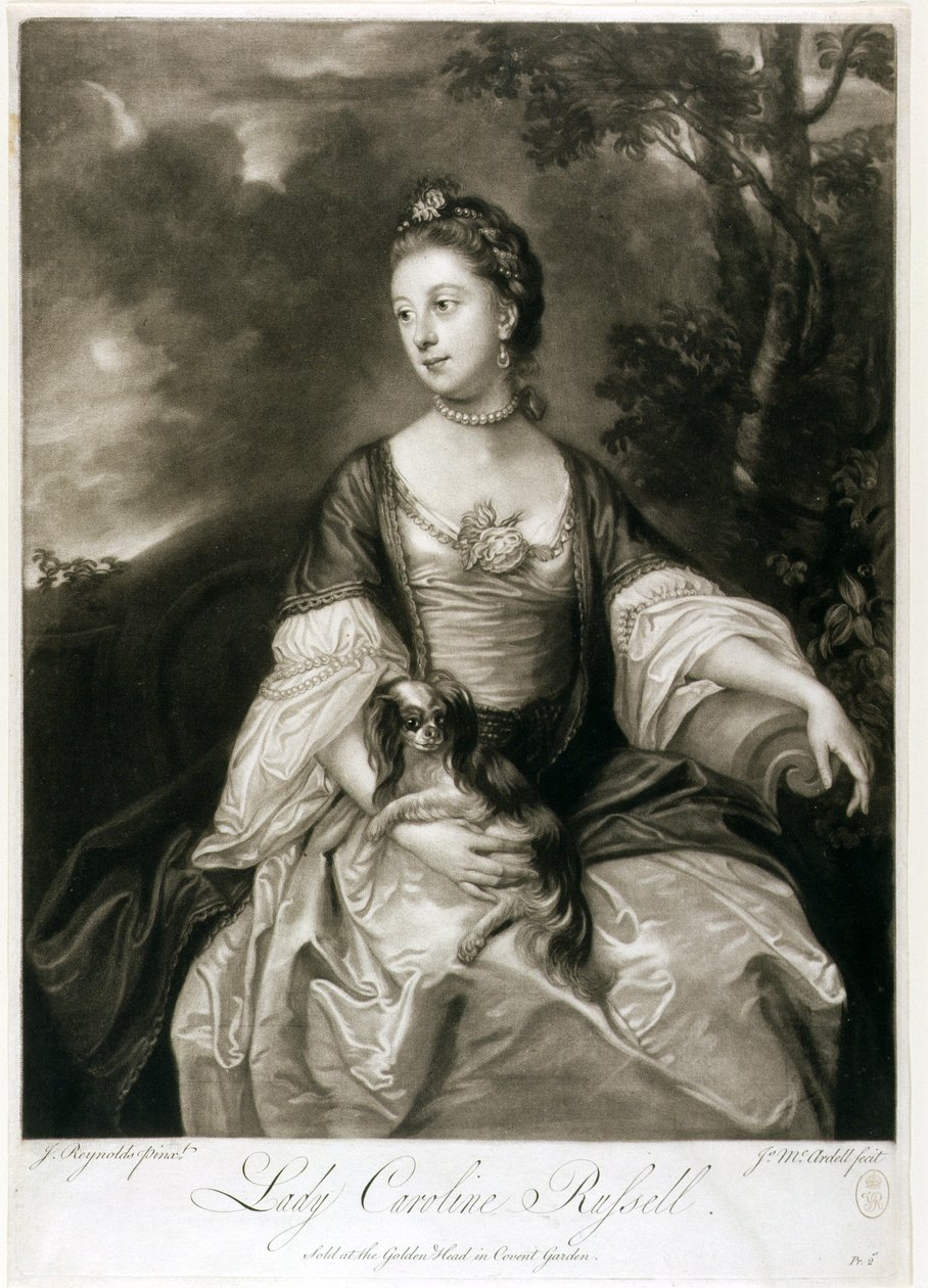 Lady Caroline Russell, gravada por James McArdell (c.1729-65) (mezzotint) de Joshua Reynolds