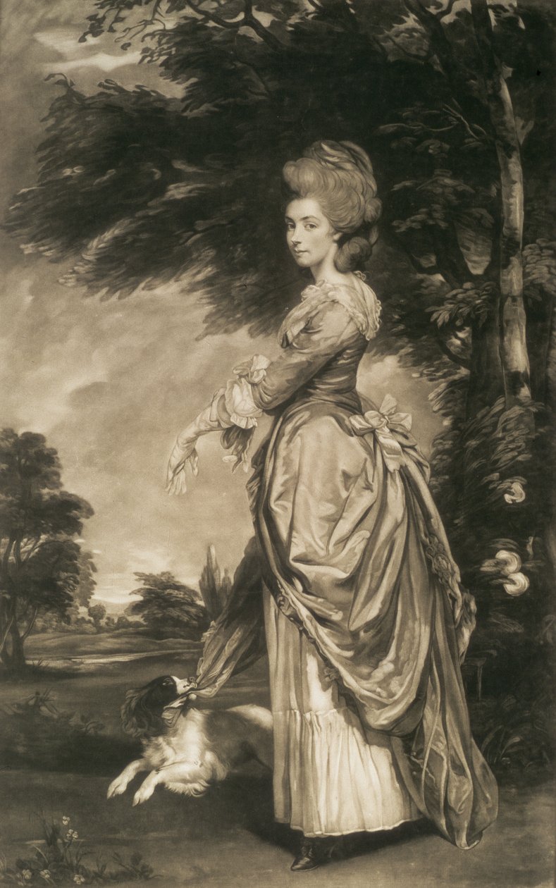 Retrato de Emily Mary, condessa de Salisbury (1750-1835), gravada por Valentine Green (1739-1813), 1781 (mezzotint) de Joshua Reynolds
