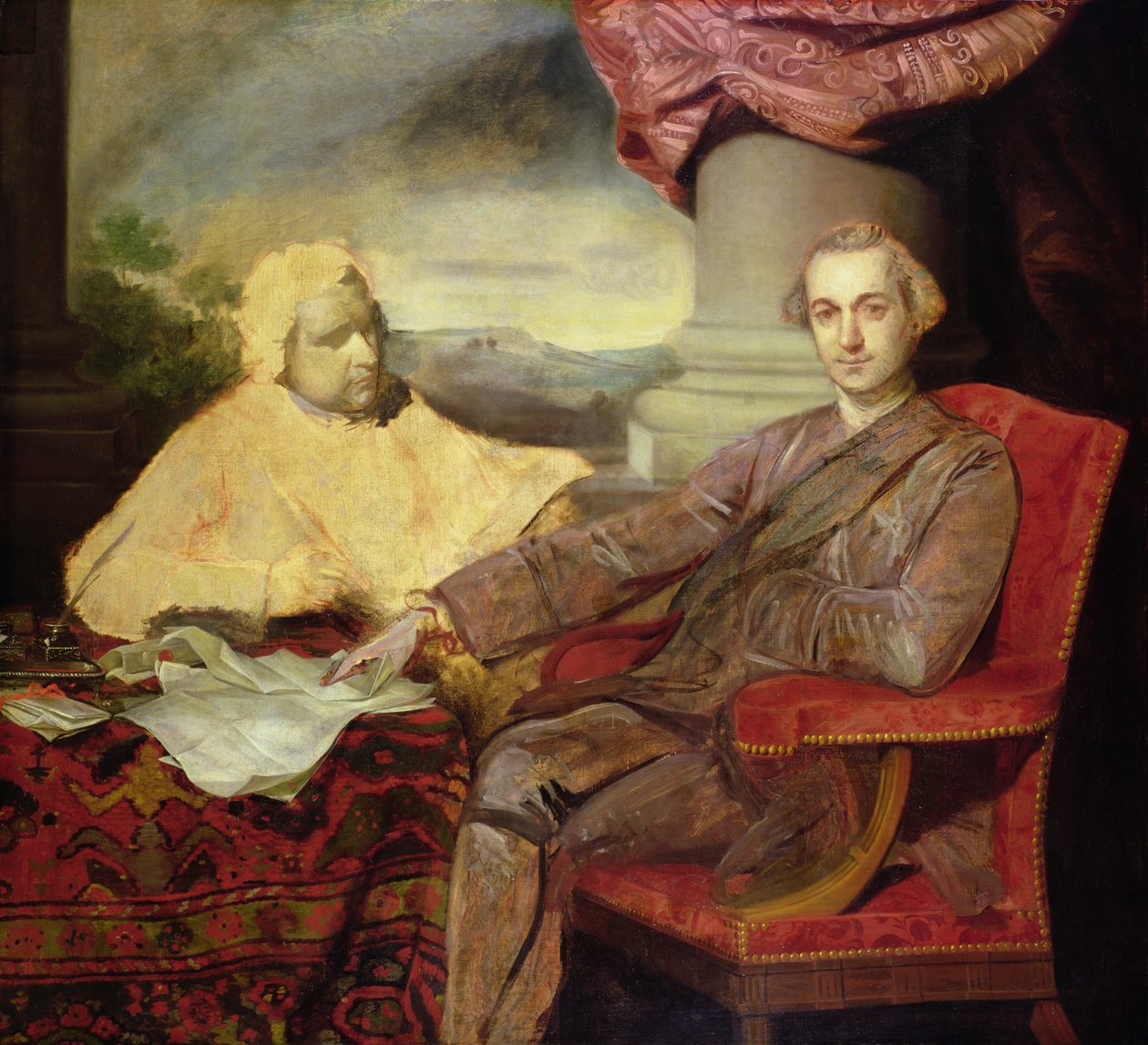 Retrato de Lord Rockingham (1730-82) e Edmund Burke (1729-97) c.1766 de Joshua Reynolds