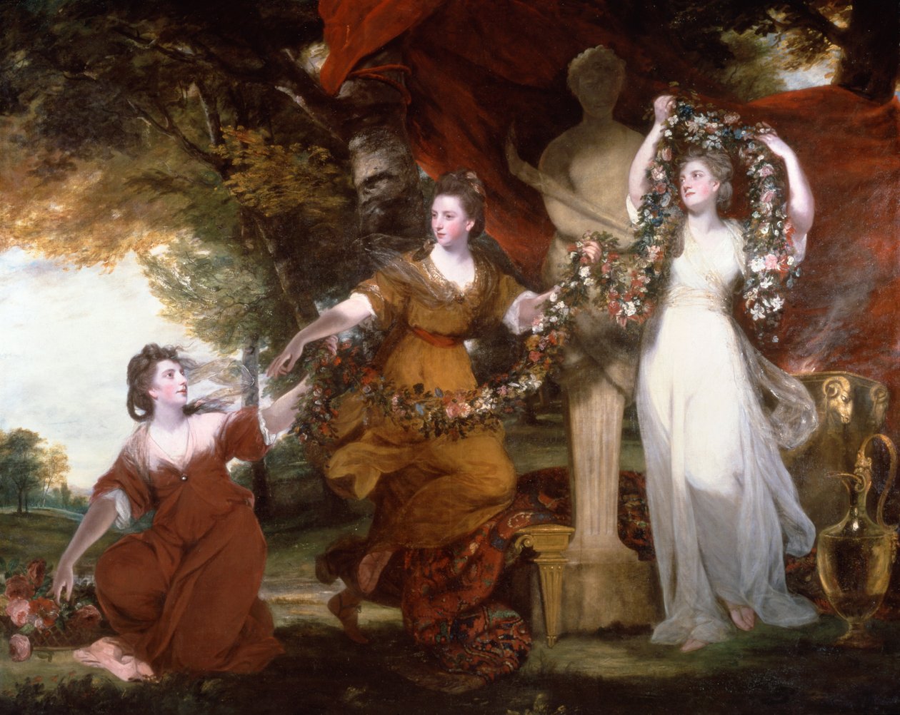 Três senhoras adornando um termo de hímen de Joshua Reynolds