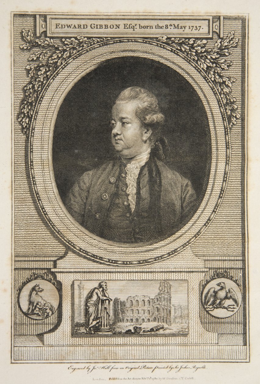 Edward Gibbon, Esq., pub. 1730 (gravura) de Joshua (after) Reynolds