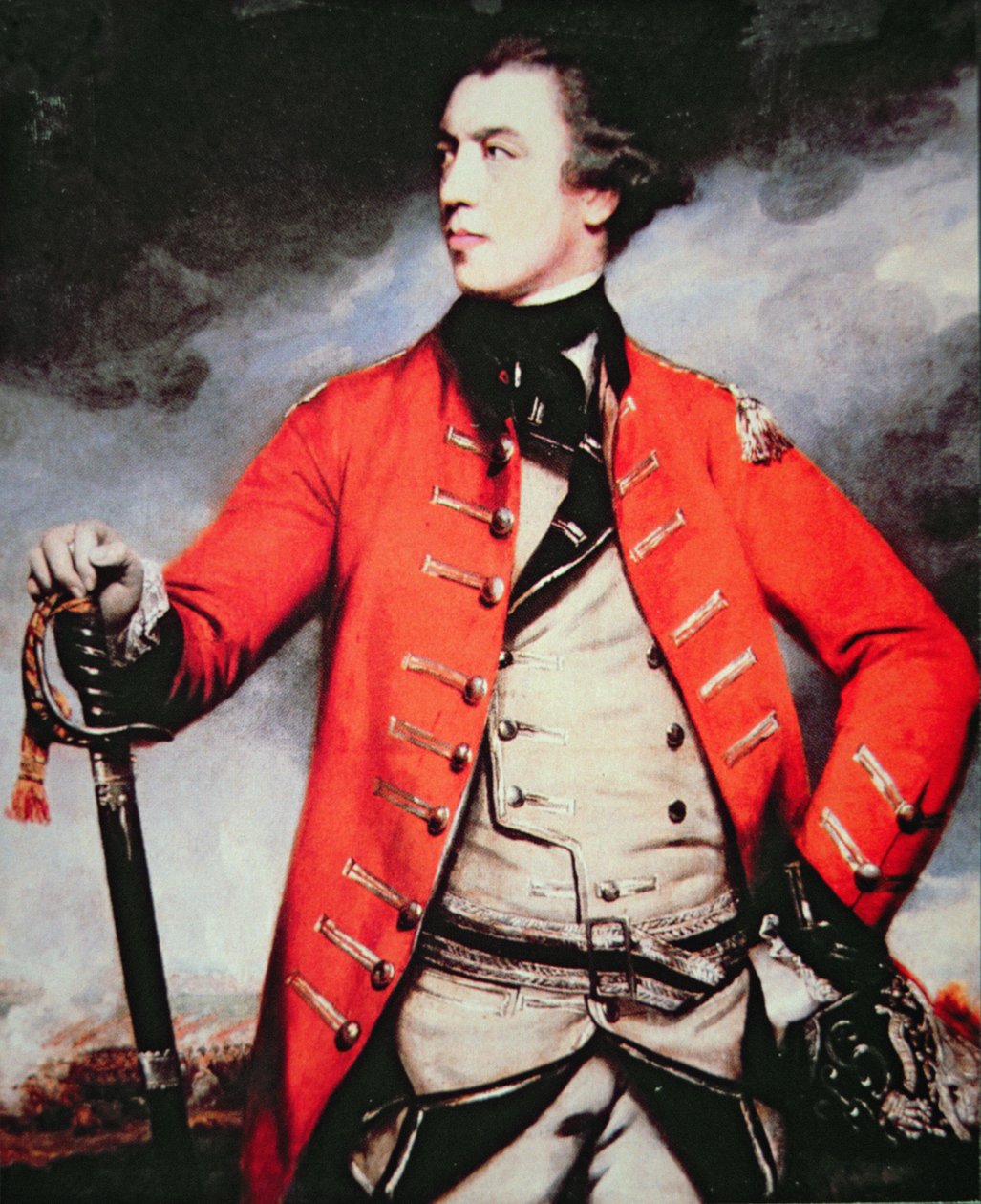 General John Burgoyne (cor litho) de Joshua (after) Reynolds