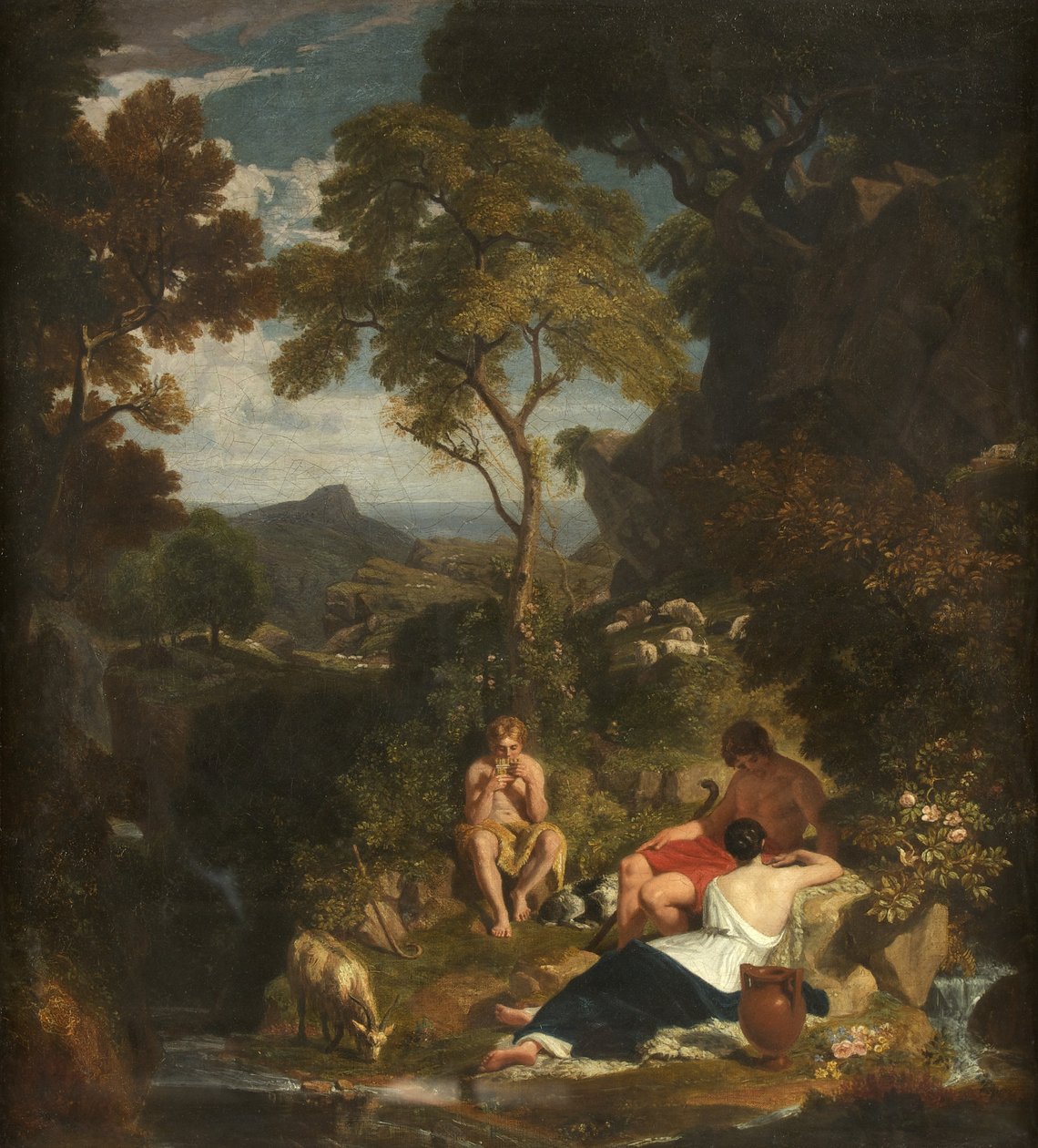 Arcadian Shepherds, c.1824 (óleo sobre tela) de Joshua Cristall
