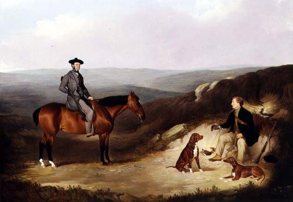 John Kerr Watson Montado num Tiroteio com o seu Guardião nos Mouros de Yorkshire (óleo sobre tela) de Joshua Dalby