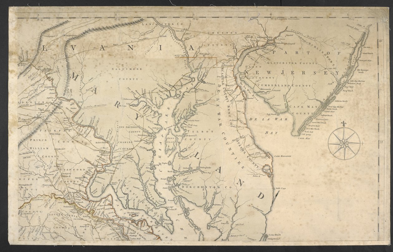 Um Mapa da Parte Mais Habitada da Virgínia... de Joshua and Jefferson Peter Fry