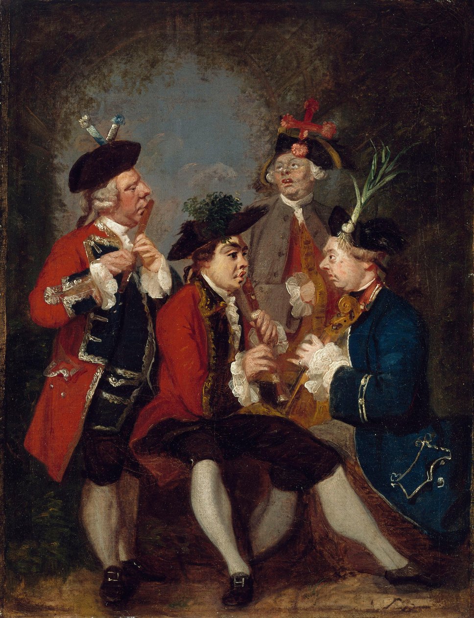 Karikatur von Sir Thomas Kennedy, James Caulfield, Viscount Charlemont, der ehrenwerte John Ward und Richard Phelps de Joshua Reynolds
