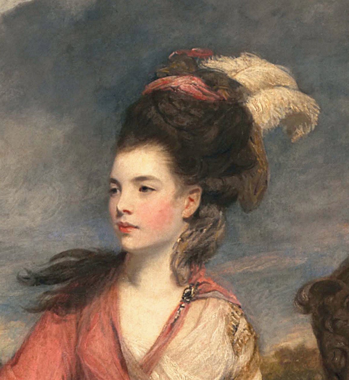 Jane Fleming, mais tarde condessa de Harrington, c.1778-79 óleo sobre tela detalhe de 373099 de Joshua Reynolds