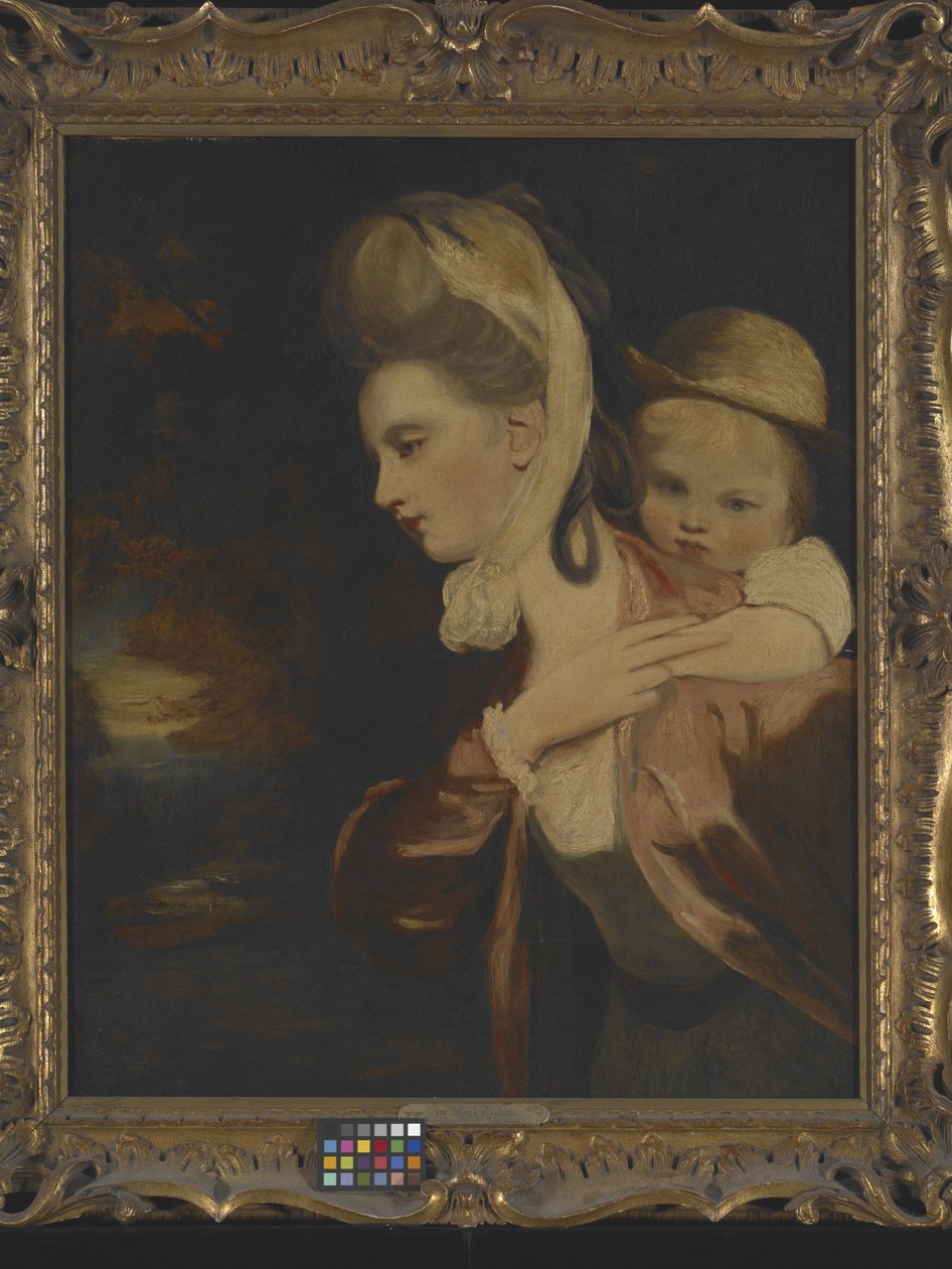 Pick-A-Back (Sra. Payne Gallaway e Criança) (Cópia de) (óleo sobre tela) de Joshua Reynolds
