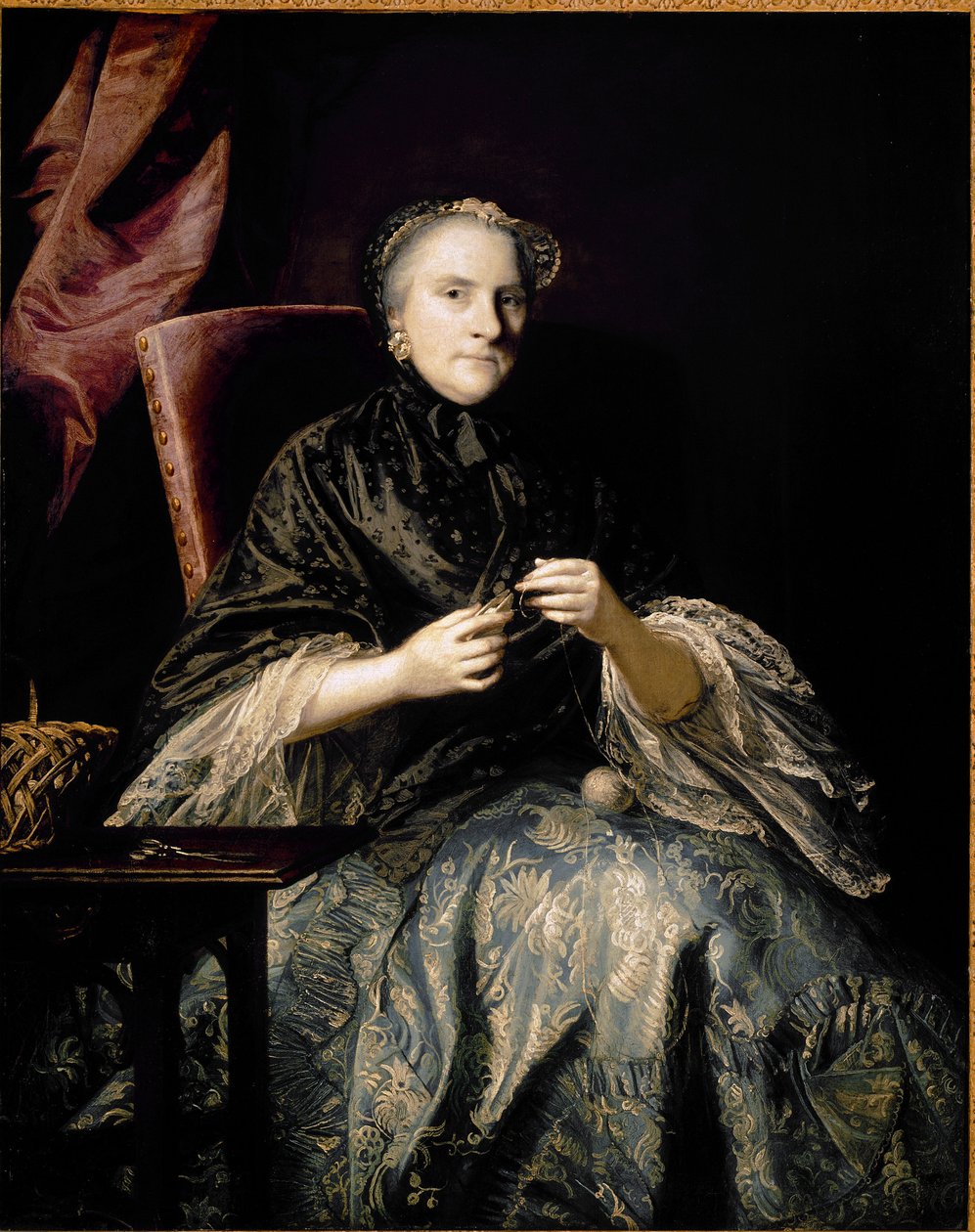 Retrato de Ana, segunda Condessa de Albemarle a fazer nós (óleo sobre tela de Joshua Reynolds