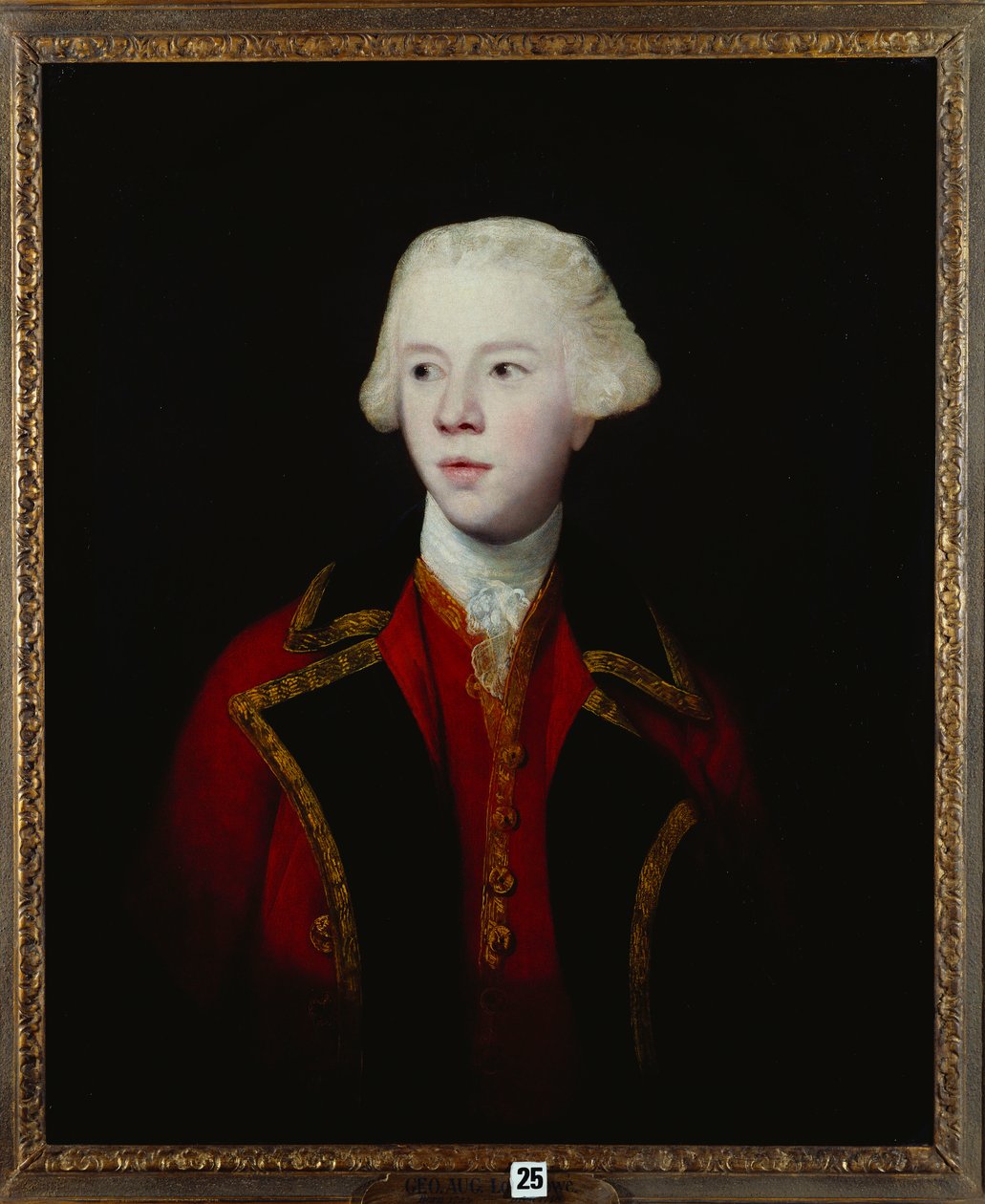 Retrato de George Augustus, 3º Visconde Howe, meio comprimento, vestindo o uniforme da 1ª Guarda de Joshua Reynolds