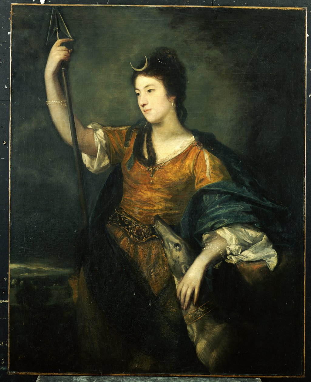Retrato de Lady Anne Dawson, três quartos, como Diana, 1753-54 de Joshua Reynolds