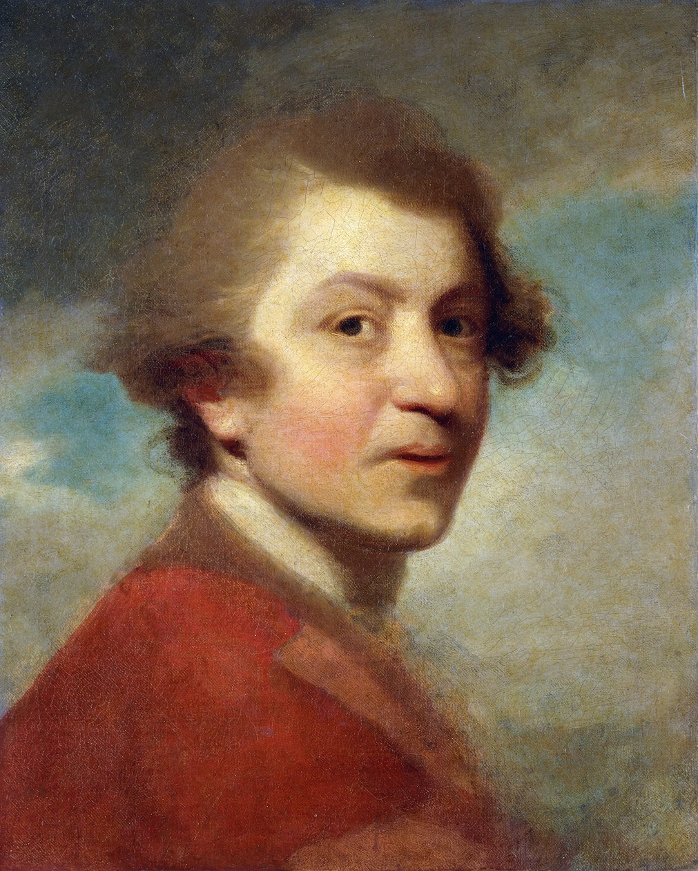 Retrato do Artista, Cabeça e Ombros, em um Vestido Vermelho de um Doutor em Direito e Estoque Branco - Inacabado, de Joshua Reynolds