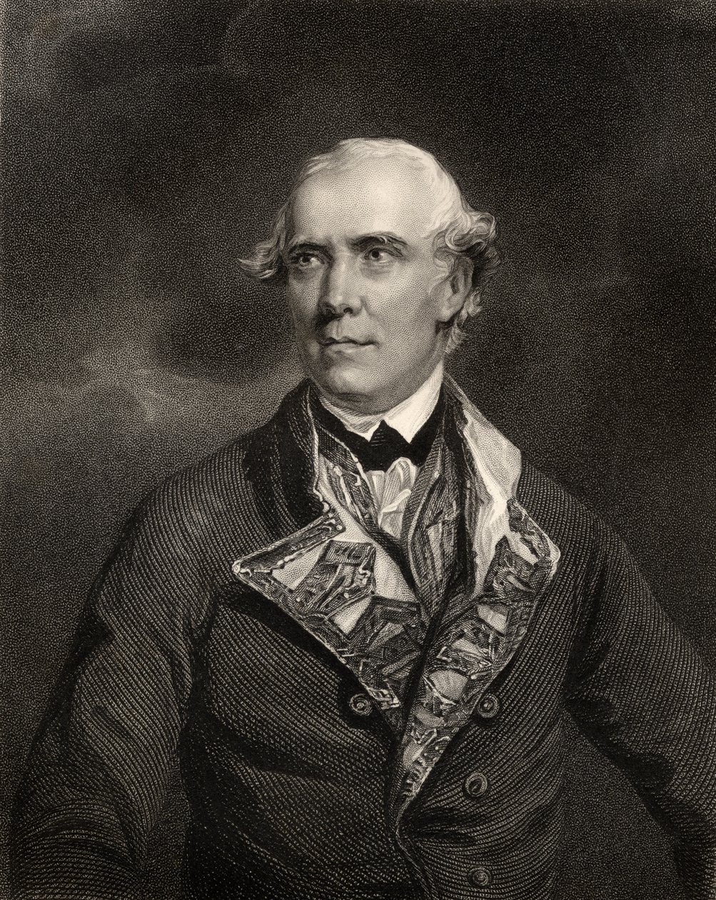 O contra-almirante Samuel Barrington, gravado por HT Ryall, da "National Portrait Gallery, volume IV", publicado em 1820 de Joshua Reynolds