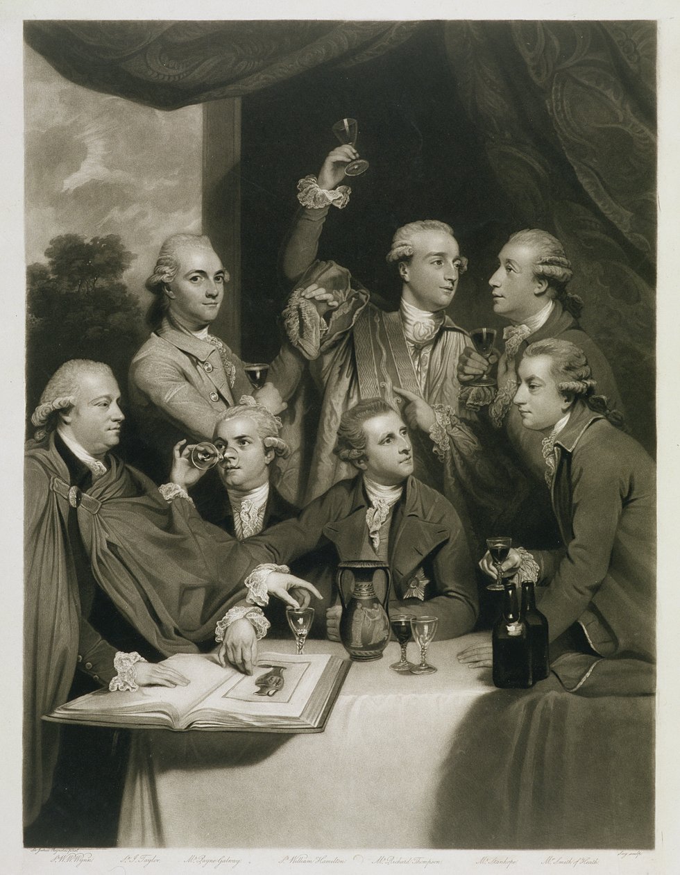 Sir William Hamilton (1730-1803) com outros conhecedores, Encontro da Sociedade dos Diletantes de Joshua Reynolds