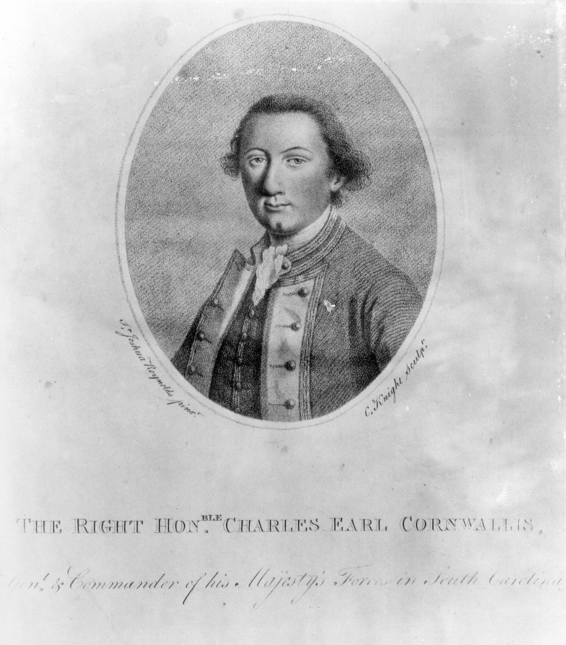 O certo Hon. Charles Earl Cornwallis, impressão feita por C. Knight de Joshua Reynolds