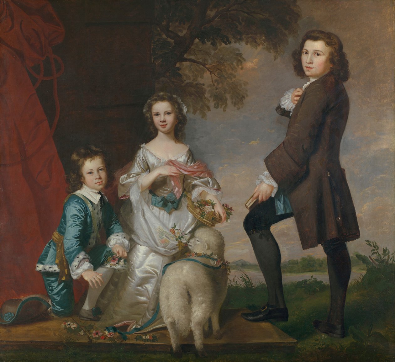 Thomas 1740-1825 e Martha Neate 1741-depois de 1795 com Seu Tutor, Thomas Needham, 1748. de Joshua Reynolds