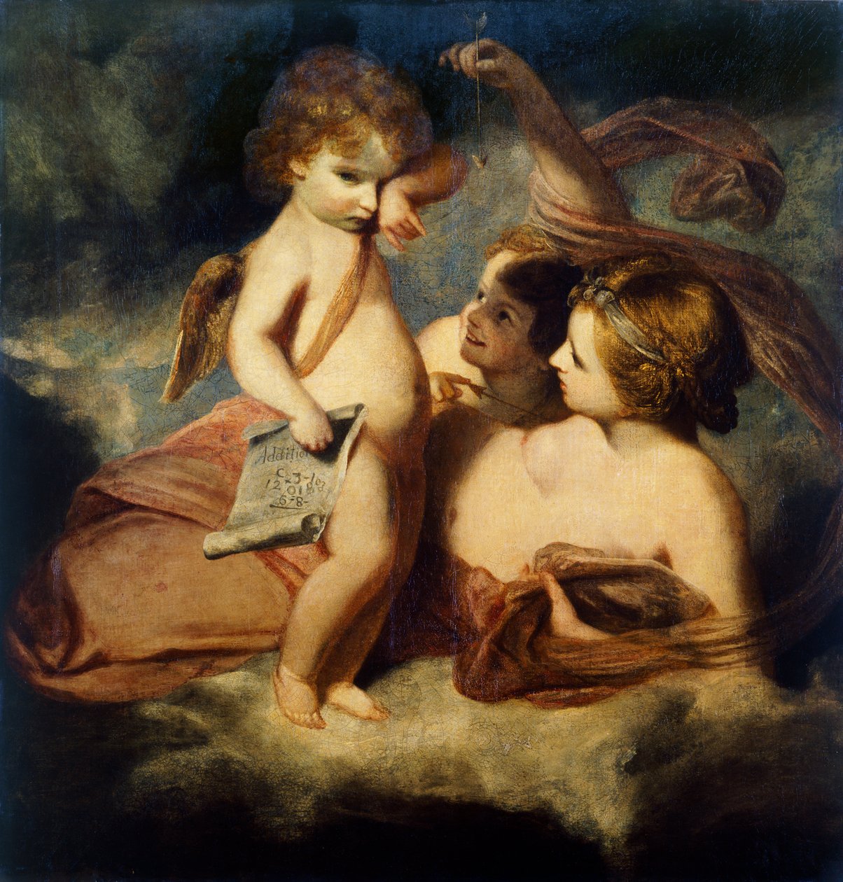 Cupido Vénus Chiding para aprender a lançar contas de Joshua Reynolds