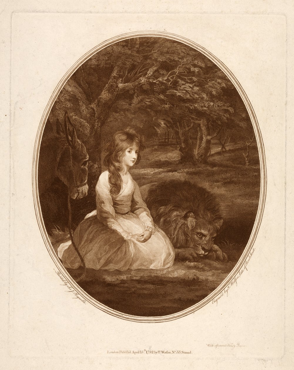 Miss Elizabeth Beauclerc como Una, gravada por Thomas Watson (1748-81) (stipple gravado) de Joshua after Reynolds