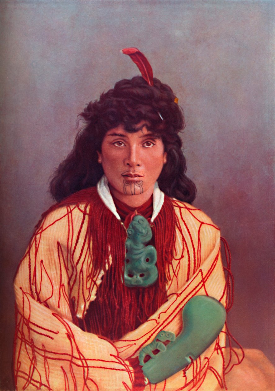 Uma senhora Maori de vestido completo, 1902 de Josiah Martin