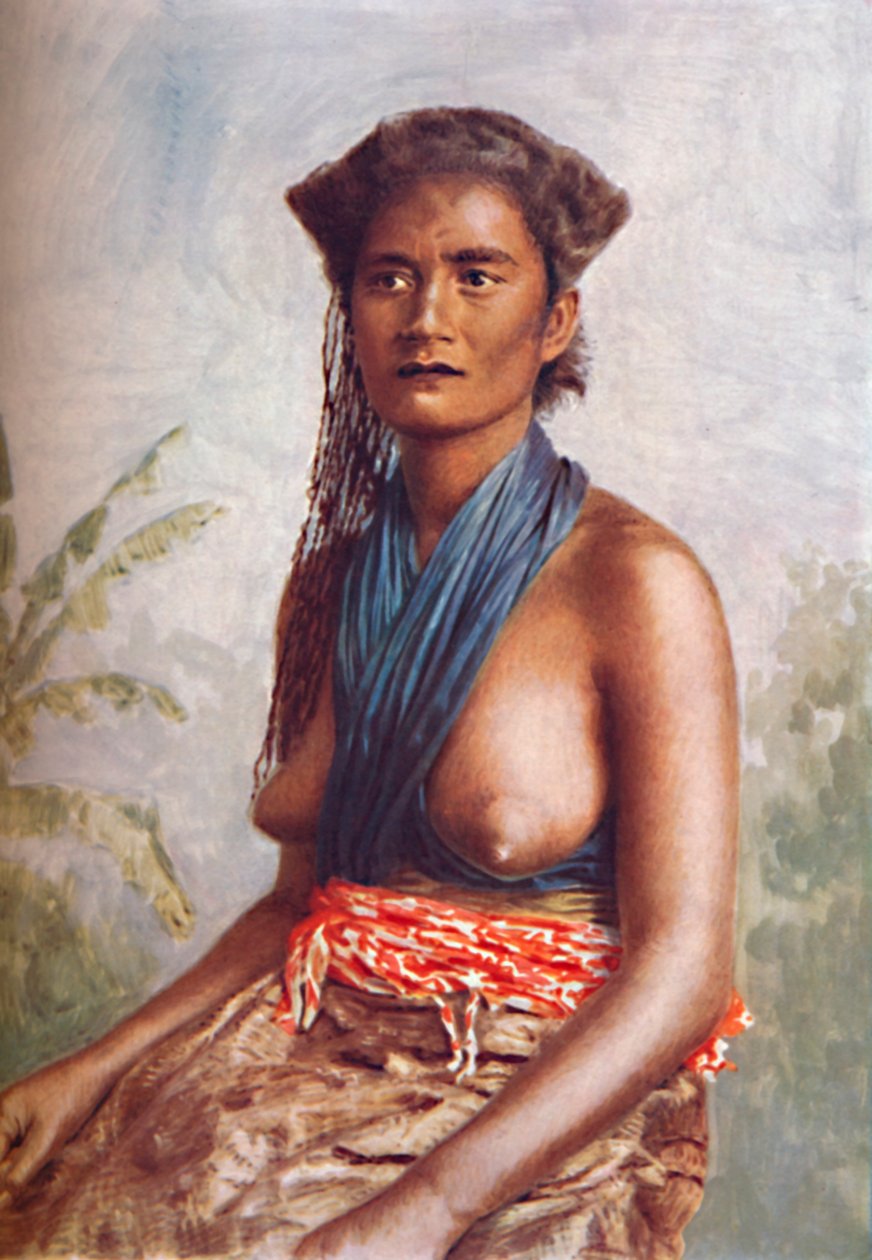 Uma mulher de Fiji em traje nativo, 1902 de Josiah Martin