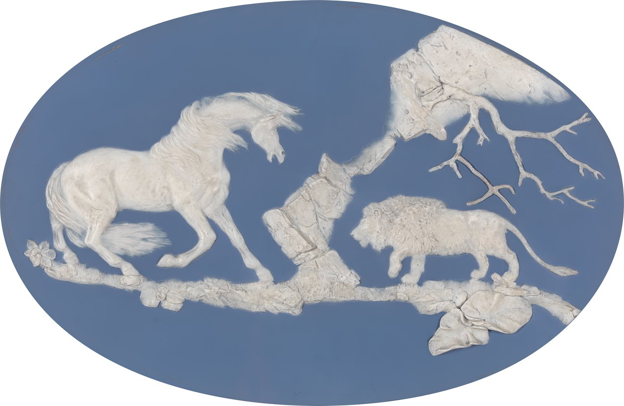 Cavalo Assustado por um Leão Episódio A, modelado em 1780. de Josiah Wedgwood