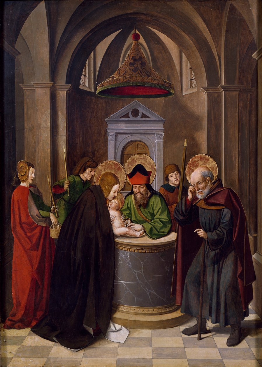 Circuncisão de Jesus, por Josse Lieferinxe (falecido antes de 1508) de Josse (fl.1493 1508) Lieferinxe