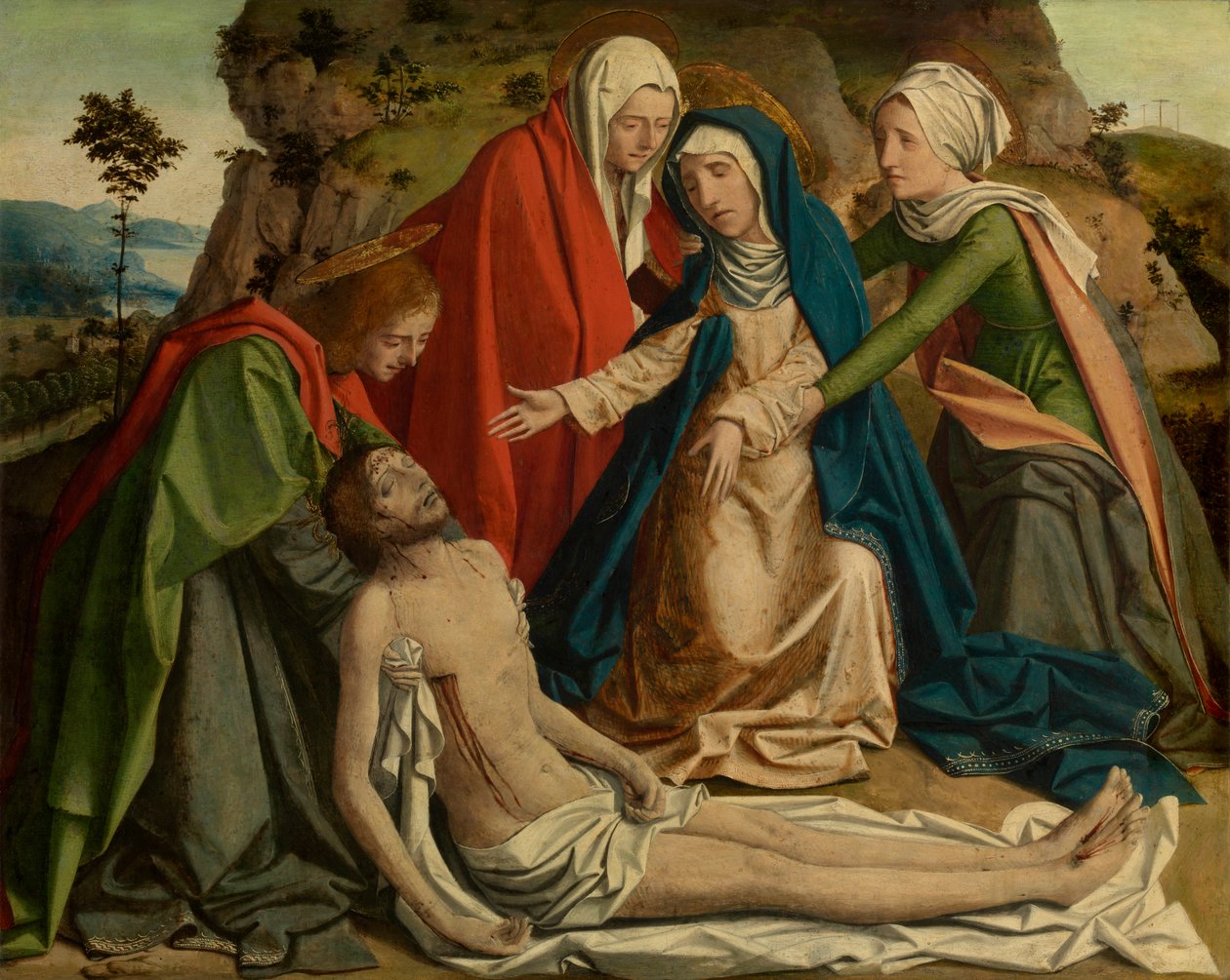 A Lamentação sobre o Cristo Morto (óleo sobre painel) de Josse (fl.1493 1508) Lieferinxe