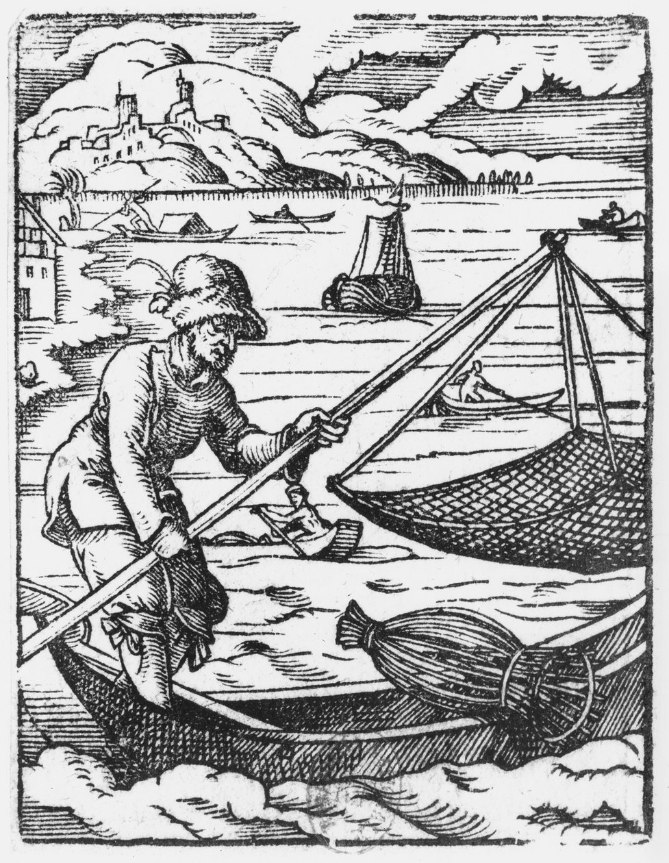 O pescador (xilogravura) (foto de bw) de Jost Amman