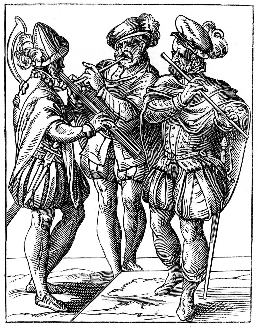 Tocadores de flauta e cornetto, século XVI em 1849. de Jost Amman