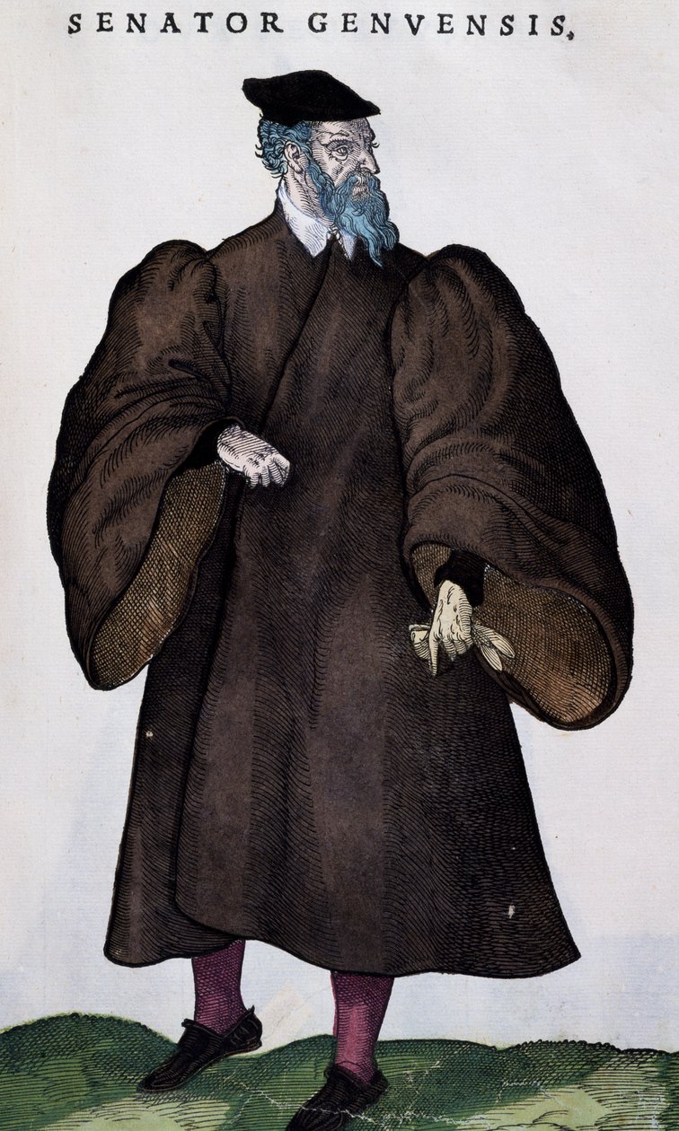 Senador genovês, gravura de Habitus praecipuorum popularum de Jost Amman
