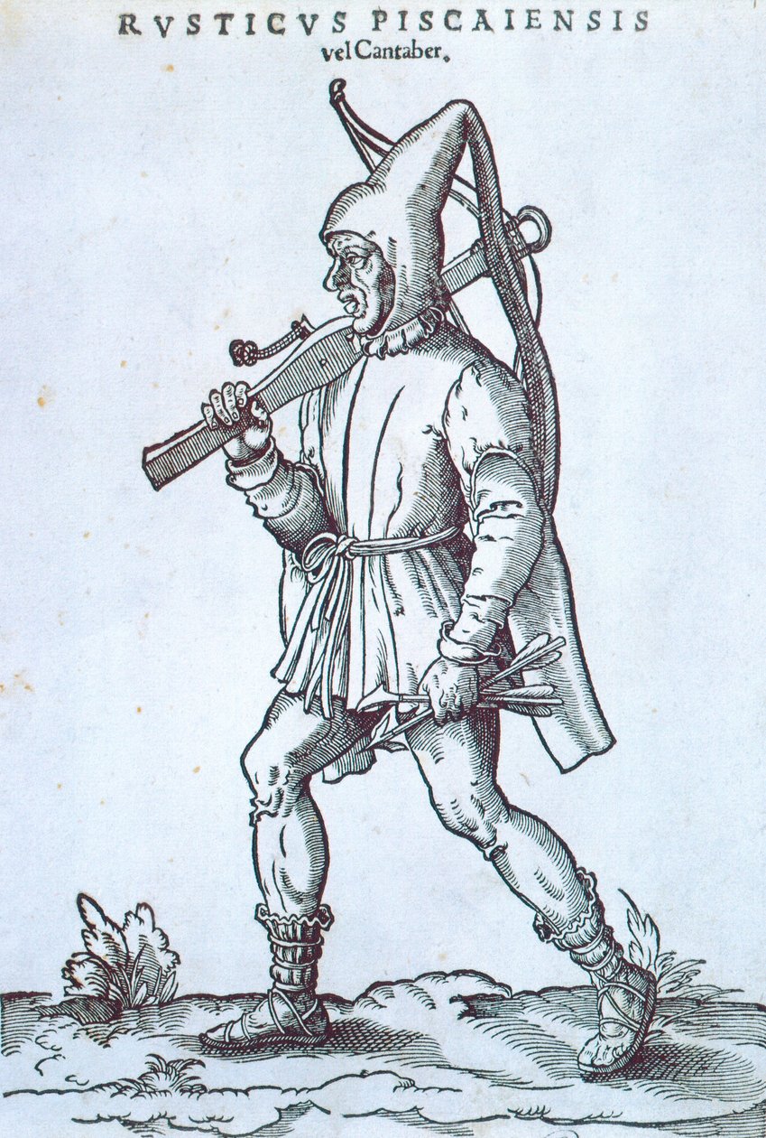 Camponês do Monte Cantabrico, de Jost Amman, Espanha Gravura do Século XVI de Jost Amman